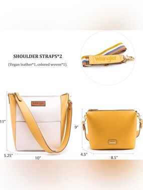 🌸Wrangler Crossbody Bag with Wide Straps/Cosmetic Bag with Guitar Strap-2 Bags